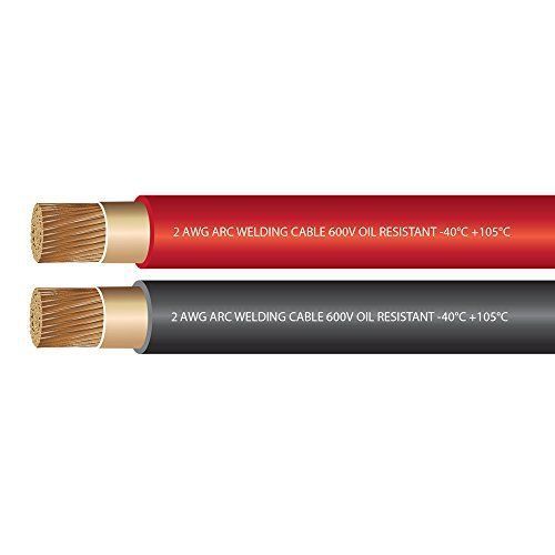 2 AWG Premium Extra Flexible Welding Cable 600 VOLT COMBO PACK - BLACK+RED - 10