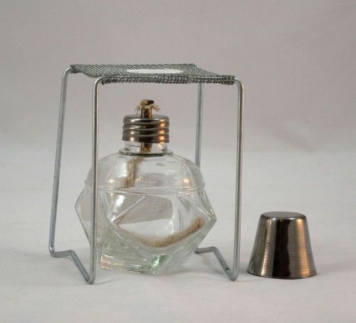 Glass alcohol burner/cap w wire stand laboratory for sale
