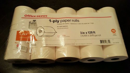 Office Depot 1-Ply Paper Register Rolls 3inx128ft 10ct Bright White