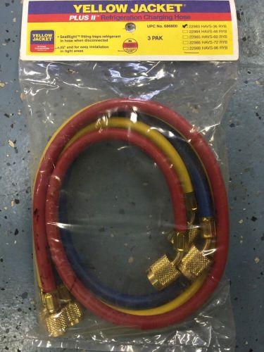 Yellow Jacket  22983 – 36” 3-Pak (RYB), PLUS II 1/4&#034; hoses w/ SealRight Fittings