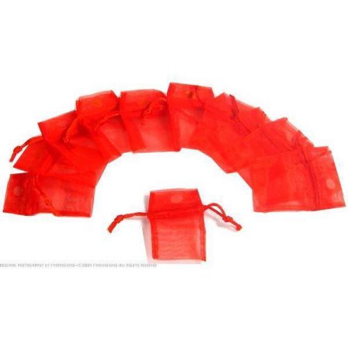 12 Red Organza Drawstring Jewelry Pouches 2&#034;