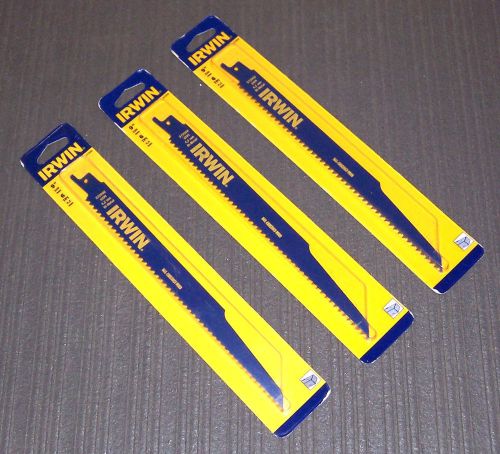 3 ea. - irwin 372956 9&#034; 6 tpi nail embedded wood reciprocating blades for sale