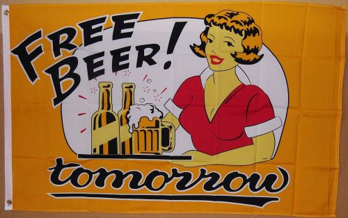 Free Beer Tomorrow Flag 3&#039; X 5&#039; Indoor Outdoor Party Banner