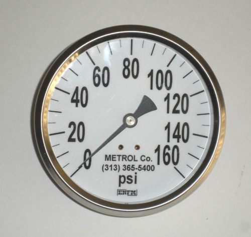 4&#034; Stainless Pressure Gauge 1/4&#034; NPT Back Connect 0-160 PSI safety blow-out plug