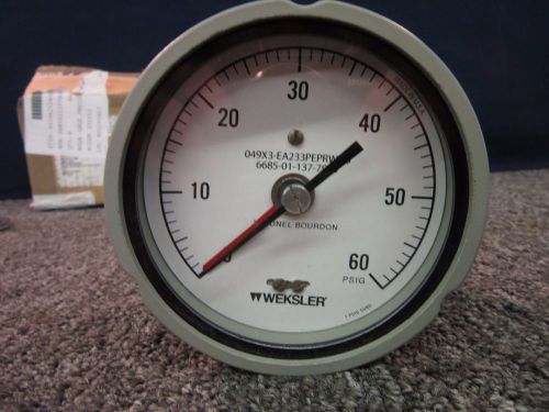 Weksler pressure 4&#034; monel bourdon 0-60 psi gauge sa23-3-pe-prwb0 air dial new for sale
