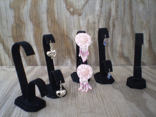 Jewelry Display Earring Holders Set Of 5 Black Velvet