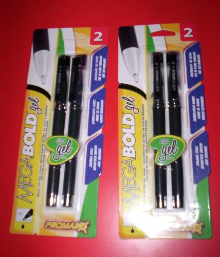 PROMARX MEGABOLD GEL PENS, LOT OF 2 PACKS= TOTAL OF 4 PENS. (MEGA BOLD)