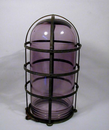 CROUSE HINDS EXPLOSION PROOF LIGHT CAGE with  &#034;RARE&#034; PURPLE AMETHYST GLASS GLOBE