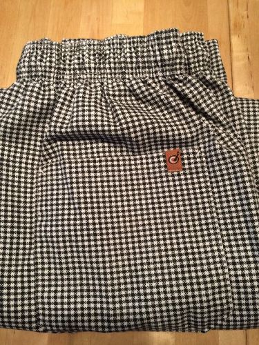 Chef Design Checkered Baggy Chef Pants w/ Drawstring Unisex Large L