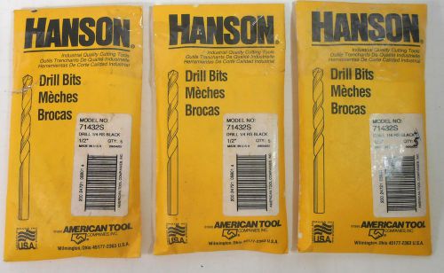 Hanson Tool 71432S Drill Bits 1/2&#034; , 1/4&#034; RS - Black - Qty 15