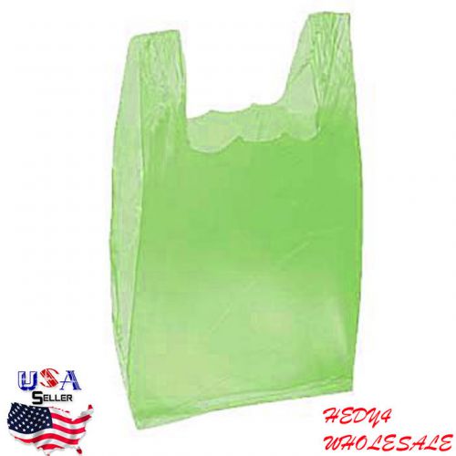 4000 bags retail 16&#034; small plastic t-shirt shopping bags - lime green wholesale for sale