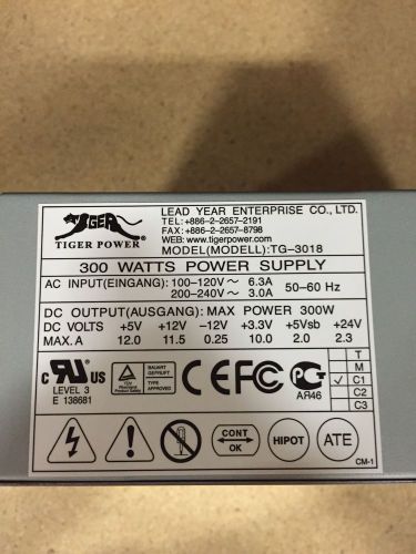NEW TIGER TG-3018 Internal Power Supply, 300 Watt for NCR 7402 P.O.S Terminals