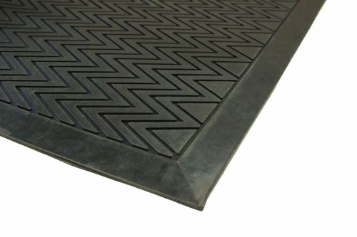 3x8 Black Rubber Floor Mat Anti Fatigue Heavy Duty Zig Zag 36&#034; x 96&#034; x 1/2&#034;