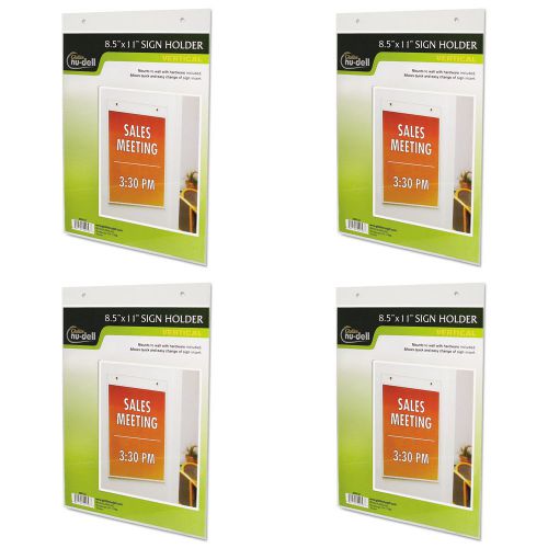 Nu-Dell 38011Z Clear Plastic Sign Holder, Wall Mount, 8 1/2 x 11 Inches, 4 Packs
