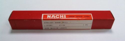NACHI 47/64 HIGH SPEED STEEL STRAIGHT SHANK SCREW MACHINE DRILL 561 SERIES NEW