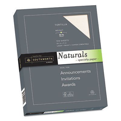 Naturals Paper, Tortilla, 8 1/2 x 11, 32lb, 100 Sheets, Sold as 1 Package