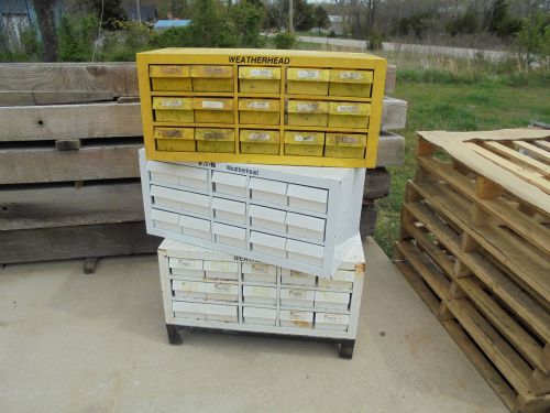 50 lot vtg.weatherhead metal display storage parts bins cabinets oil liquidation for sale