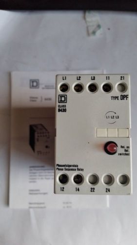 SQUARE D CLASS 8430 TYPE DPF  THREE PHASE SEQUENCE RELAY