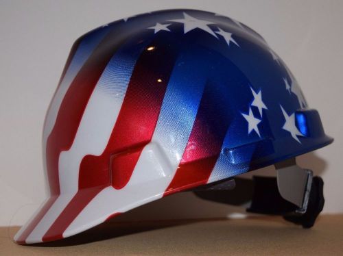 V-Gard Hard Hat w/ Ratchet Susp Stars and Stripes American Flag MSA Safety Works