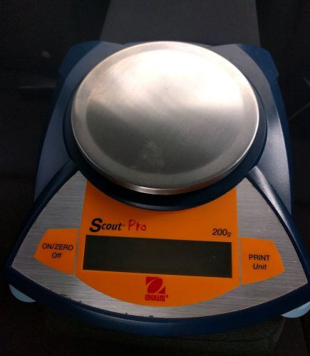 Ohaus scout pro sp202 200gx0.01g portable lab balance scale w/round platform for sale