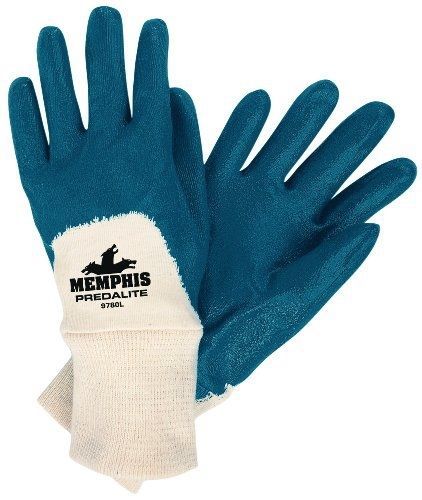 MCR Safety 9780L Predalite Nitrile Rubber Palm Coated Gloves with Knitted Wrist,