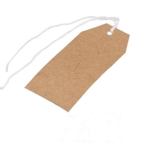 Esky Mall 100pcs Brown Strung Tag Label White String 70 x 35mm