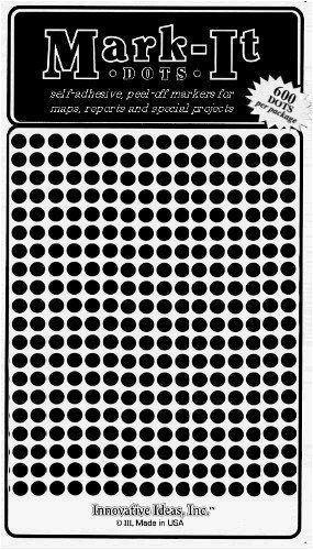 Map Dot Stickers - Black - 1/8&#034; Diameter