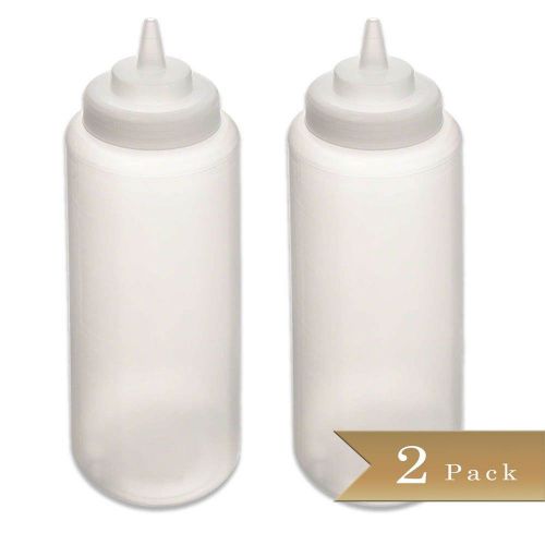 True Craftware - (Set of 2) 32 Oz Clear Wide Mouth Squeeze Bottles - Condimen...