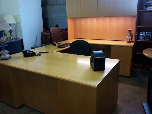 Desk executive maple veneer &amp; hutch for sale