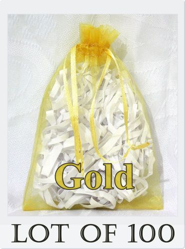 100 LARGE Organza Bag GOLD Pouch Reception Jewellery Party Favor Shop 11x16cm