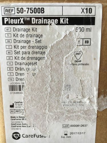 Pleurx drainage kit 50-7500b 500ml (10 vacuum bottles) carefusion exp 12/17/17 for sale