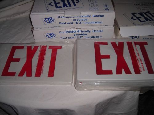 Lot of 3 new red led emergency exit light sign - standard ac only no battery ul for sale