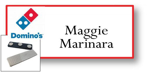 1 NAME BADGE FUNNY HALLOWEEN COSTUME DOMINOS MAGGIE MARINARA MAGNET FASTENER