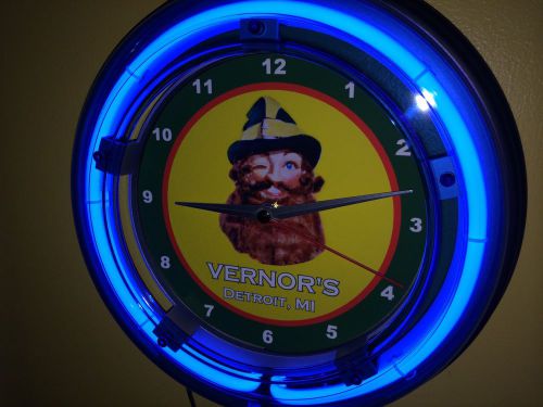 Vernors Detroit Vintage Style Diner Soda Fountain Neon Man Cave Wall Clock Sign