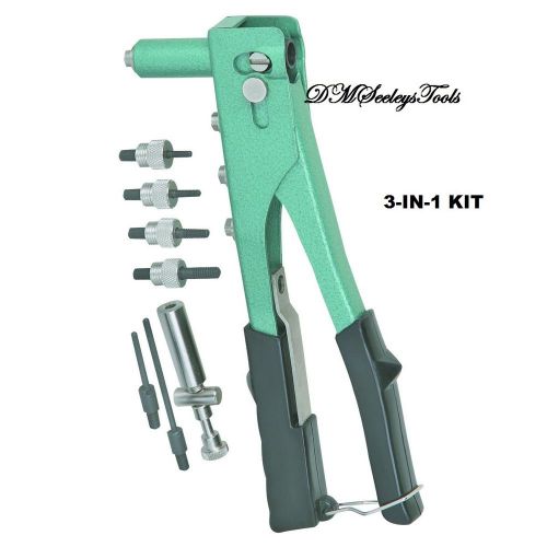 Rivet nut riveter kit 4 nut sizes 3 riveter tools  in 1 new with free shipping for sale