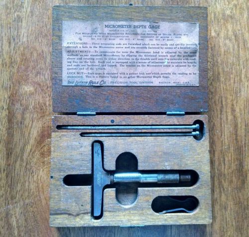 Lufkin rule co micrometer depth gage machinist tool w/ extensions &amp; original box for sale