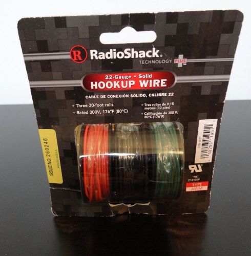 Radio Shack Hookup Three 30 ft Rolls Wire 22 Gauge Solid 300V 278-1221