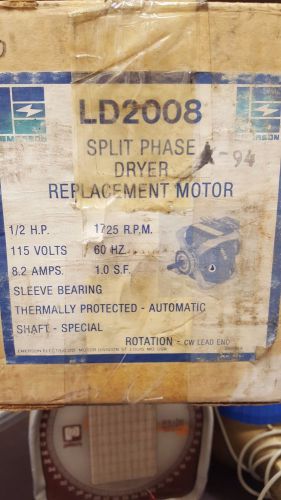 Emerson LD2008 1/2 HP Split-Phase Dryer Motor 115 V, 60 HZ, 8.2 AMPS, 1725 RPM