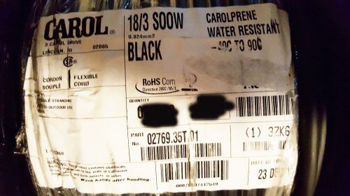 Carol 02769 18/3c carolprene soow 600v portable power cord cable usa black/20ft for sale