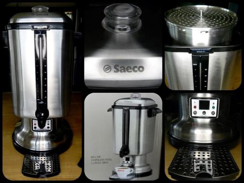 Saeco stainless steel 60 cup coffee urn / drip tray / auto temp contr / nib! for sale