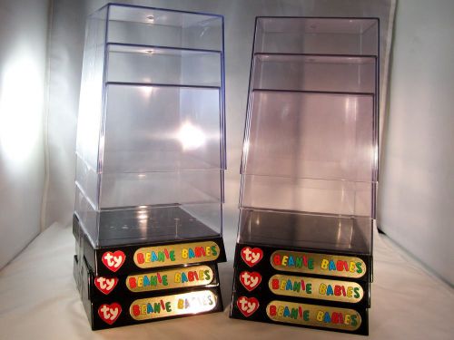 Lot Of 6 TY Beanie Babies Official Acrylic Display Storage Case - 6&#034; x 6&#034; x 8&#034;