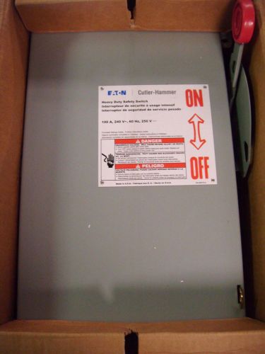 NEW EATON CUTLER HAMMER 100 AMP FUSIBLE SAFETY SWITCH 240 V DH323FRK