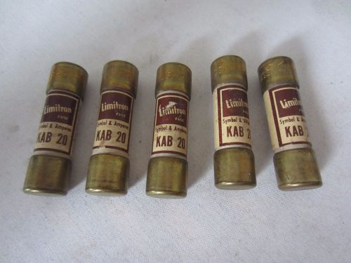 Lot of 5 Bussmann Limitron KAB20 Fuses 20A 20 Amps Tested