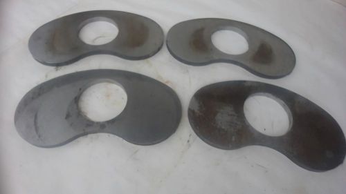 LOT OF 4, STEEL PLATES AS PICTURED, 9&#034; X 4&#034; X 3/8&#034;, W/ 2-3/4&#034; ID CENTERHOLE