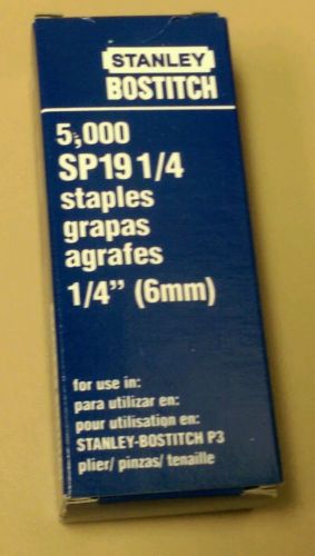 NEW STANLEY BOSTITCH STAPLES - SP19 1/4 - 5,000 STAPLES - USE WITH P3 PLIER