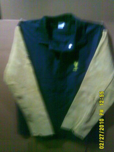 Weldas yellow jacket cool fr 30&#034; leather sleeve welding jacket  size l 44-46 for sale