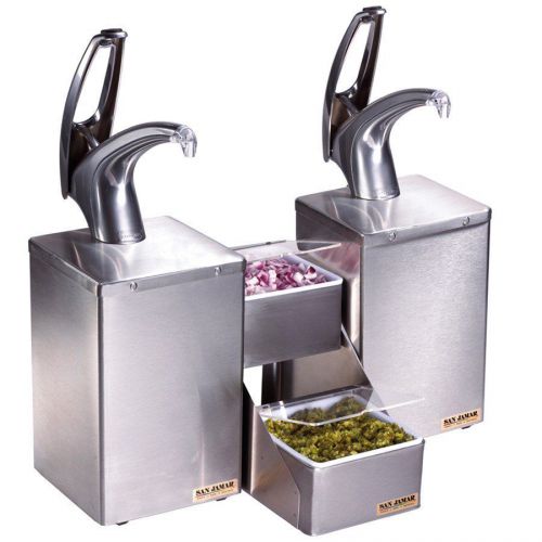 San Jamar (P4826BK) Dual Pump Condiment System with Stepped Trays