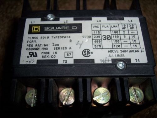 For 2-  Square D Class 8910 Type DPA34 Contactors 240 v 60 hz &#034;get 3rd one free&#034;