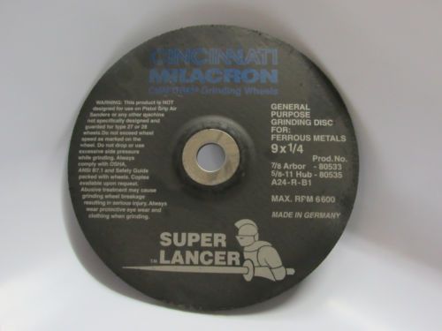 12x cincinnati milacron 9&#034; x 1/4&#034; x 7/8&#034; super lancer depressed grinding wheels for sale