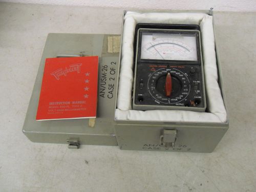 Triplett Model 630-PL Type 2 Volt Ohm Meter Vintage AC DC high volts with Case